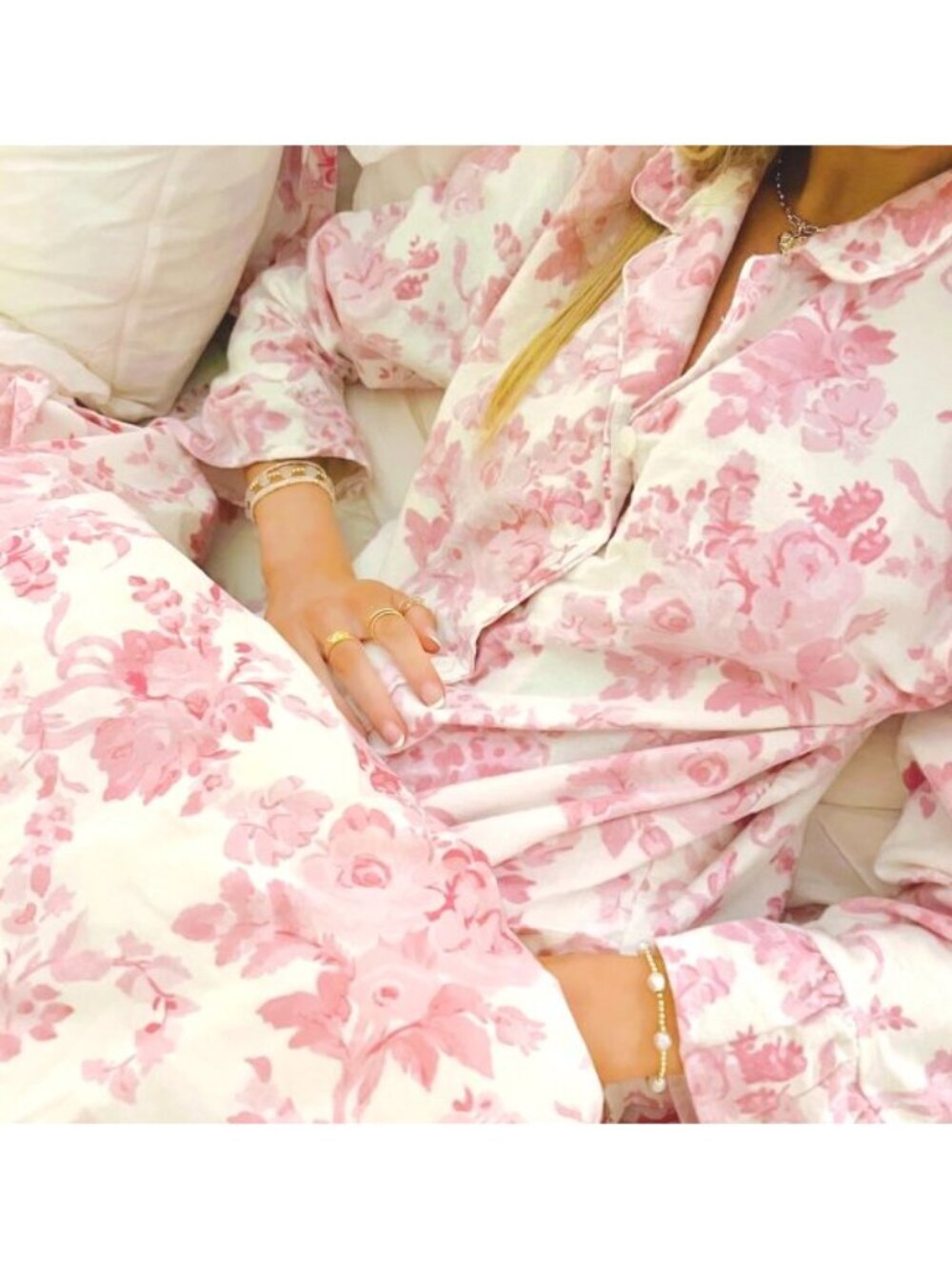 POTTERY BARN Teen LoveShackFancy Flannel Pajama Set in Pink Size Medium - Picture 10 of 10